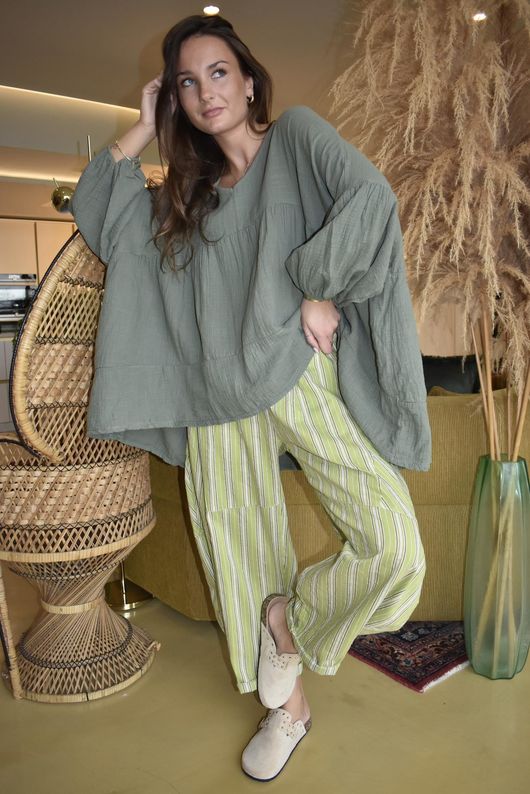 Suri Cushion Cotton Artist Smock Khaki *